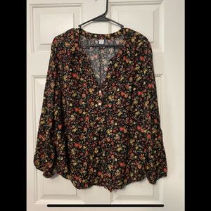 Old Navy floral long sleeve blouse, lightly used, size XL